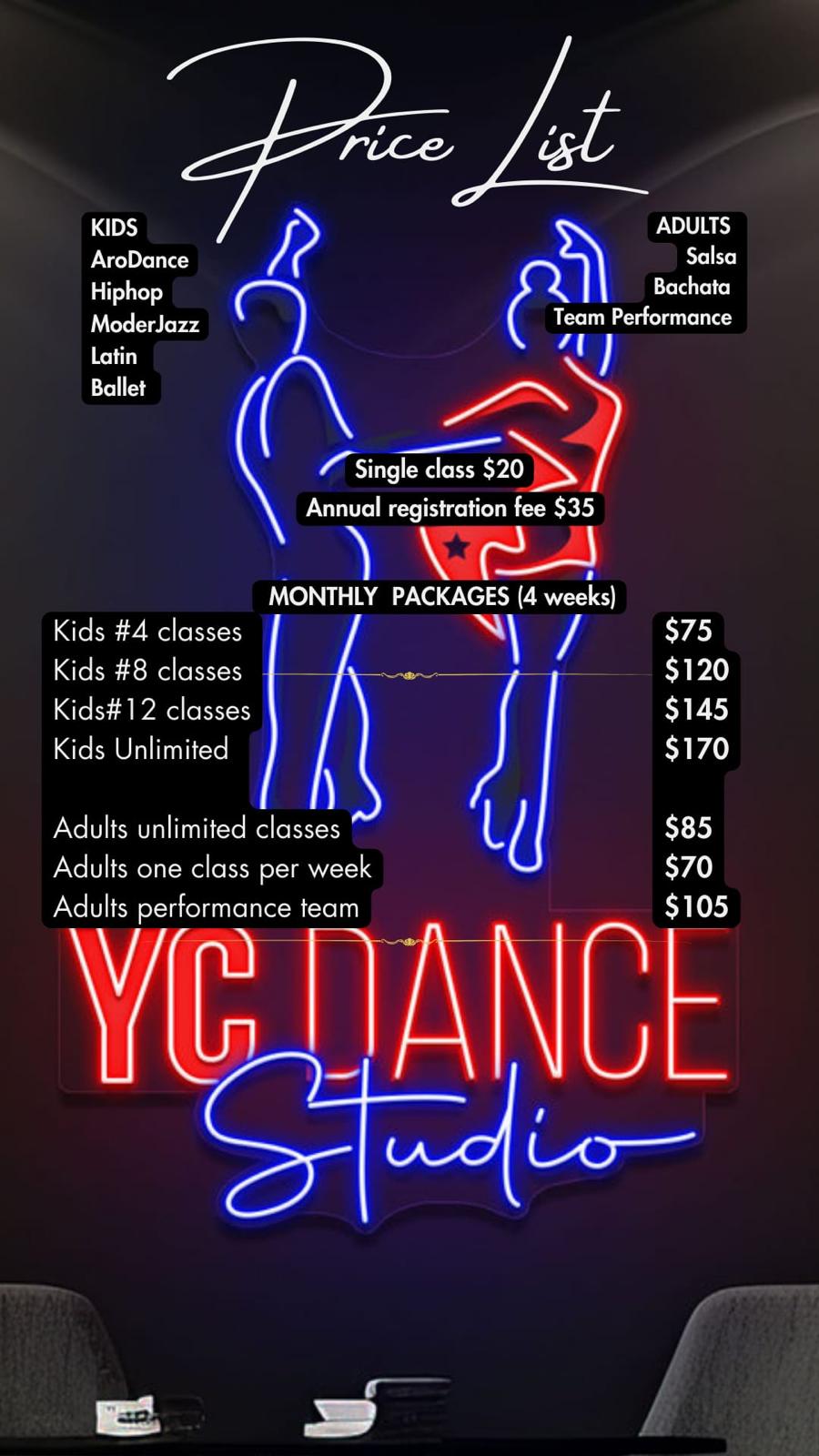 Prices List - YC Dance Studio